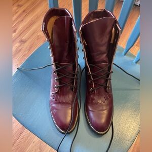 Justin Boots Women's Deep Red Lace-Up Boots